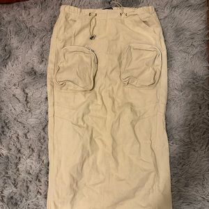 Plt Denim Long Skirt Beige